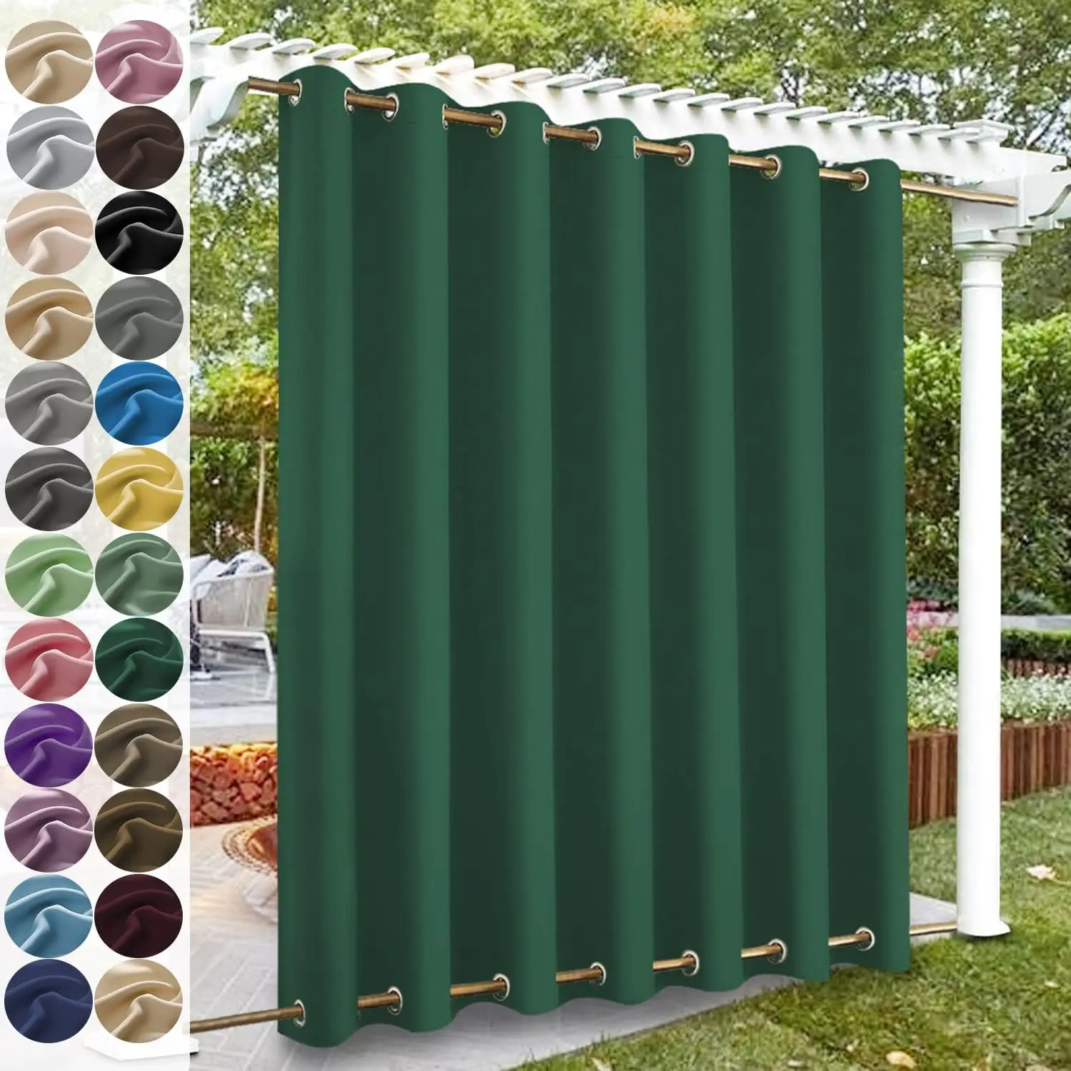 Custom Blackout Curtain Outdoor Waterproof Windproof Curtains Top Bottom Grommets Curtain for Balcony/Garden/Patio/Porch/Pool - Image 8