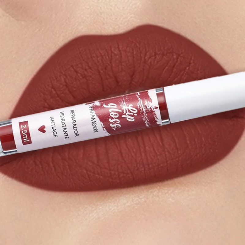 Matte Liquid Lipstick Rose Red Lip Glaze Makeup Moisturizing Waterproof Durable Lip Mud Non-stick Cup Lip Gloss Korean Makeup - Image 12