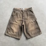 S581bff9730ea46f0a9c034706d689323f.webp Y2k Black Punk Wash Baggy Work Shorts Men Women Summer Hip Hop Ripped Hole Denim Shorts Raw Edge Casual Jorts Streetwear
