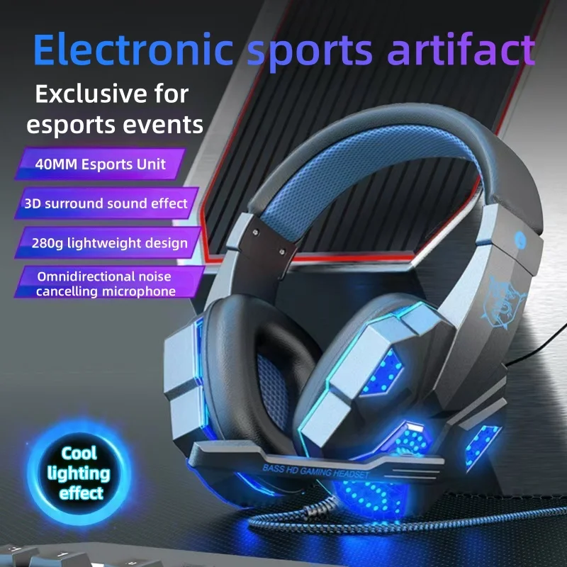 HOMEFISH SY830MV RGB Gaming Headset with Microphone Over-Ear Wired Headphones Drivers Lightweight for PC PS5 Xbox Switch - Image 9