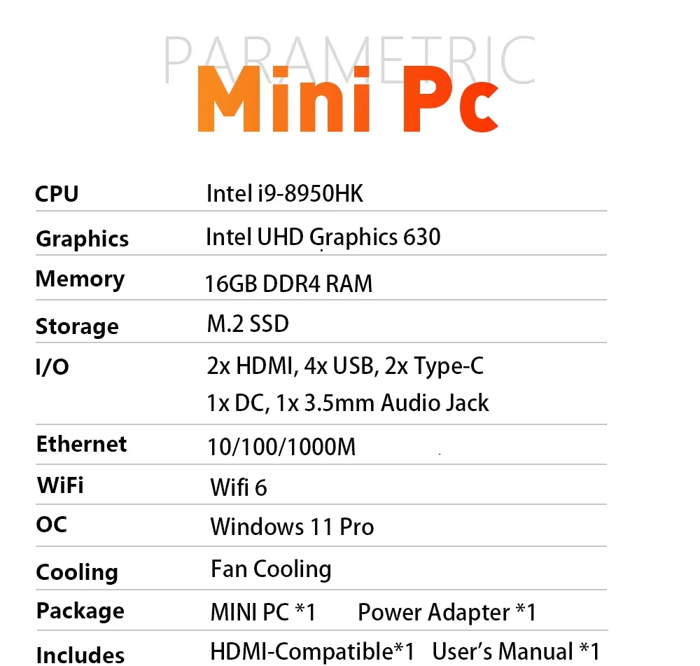 Intel Core i9-8950HK Brand New Mini PC 16GB RAM 1/2TB SSD Bluetooth 5.2 WiFi6 1000M Ethernet Windows 11 Gaming Office PC - Image 14