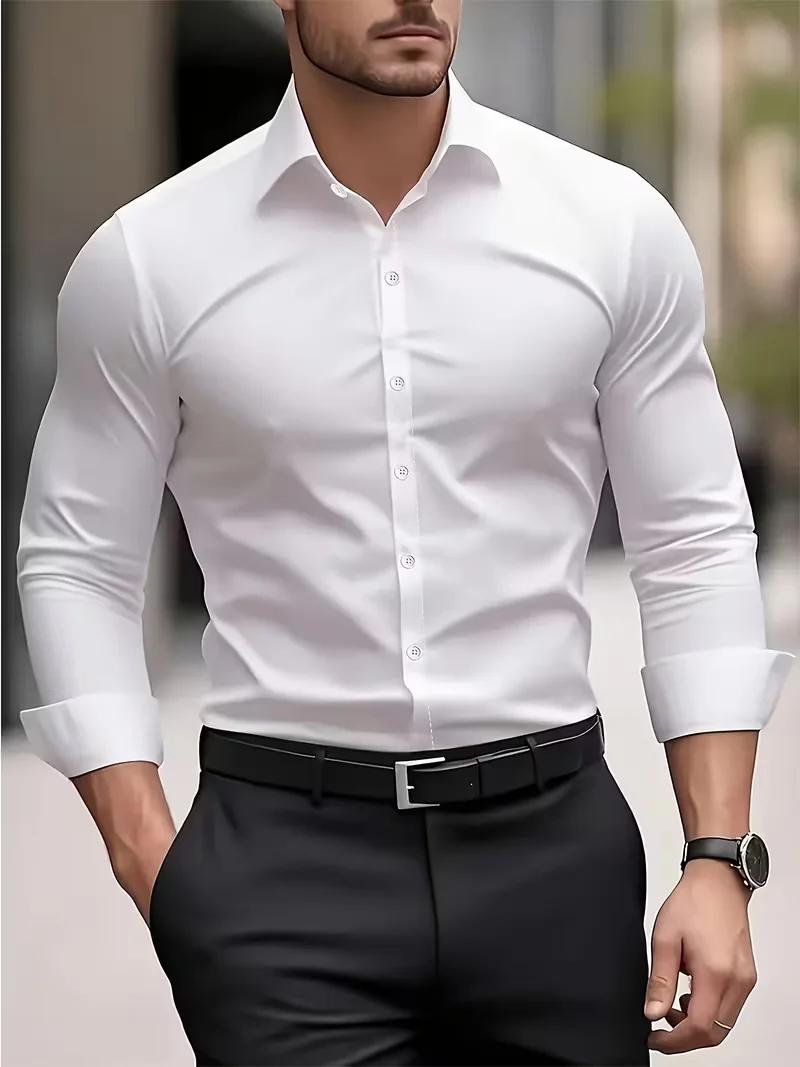 Summer New Men's Long-Sleeve Shirt Business Formal Wear Breathable Lightweight Long-Sleeved Top for Daily Work - Image 6