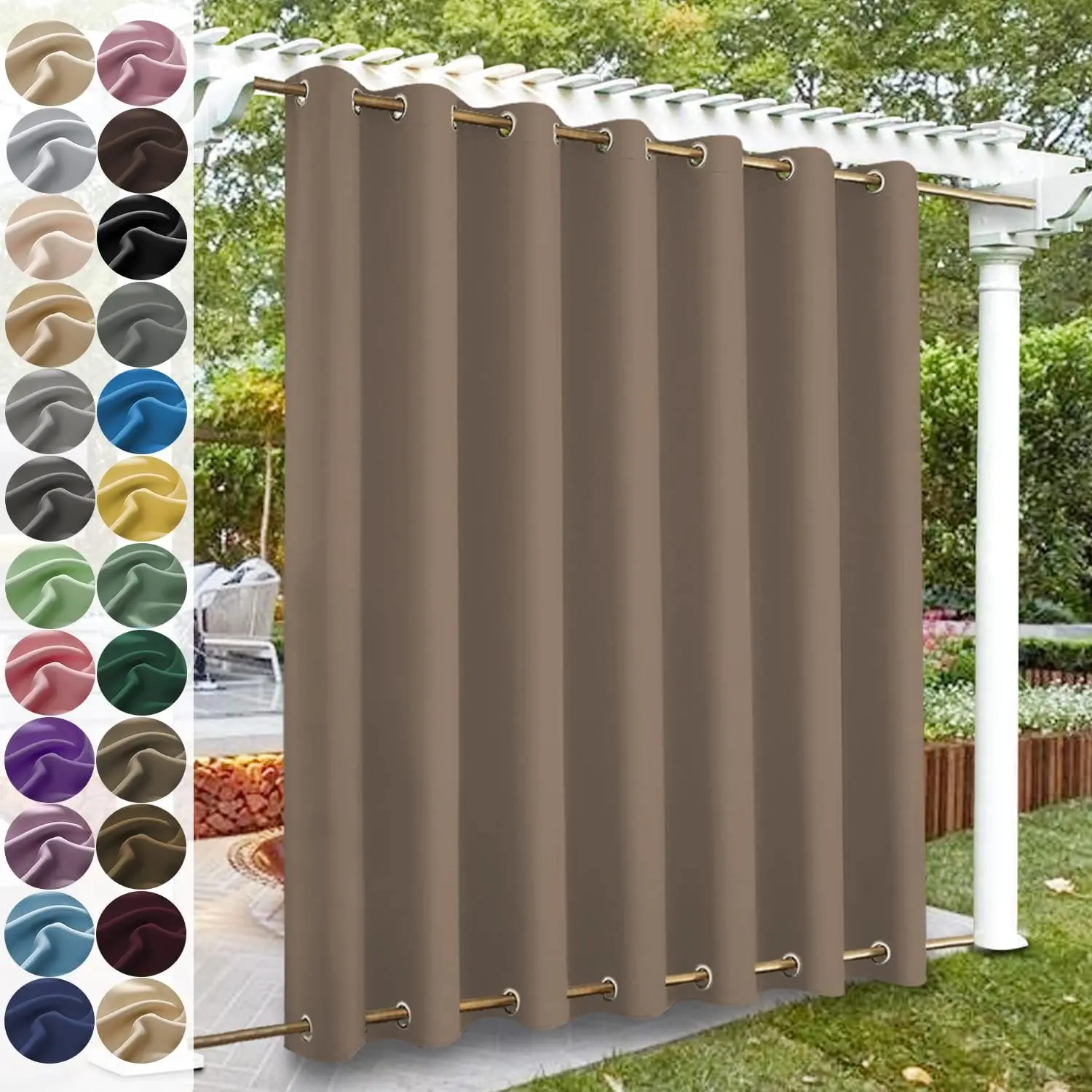 Custom Blackout Curtain Outdoor Waterproof Windproof Curtains Top Bottom Grommets Curtain for Balcony/Garden/Patio/Porch/Pool - Image 7