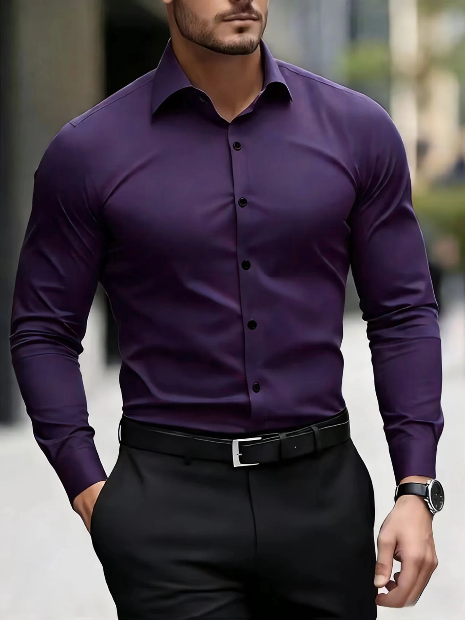 Summer New Men's Long-Sleeve Shirt Business Formal Wear Breathable Lightweight Long-Sleeved Top for Daily Work - Image 12