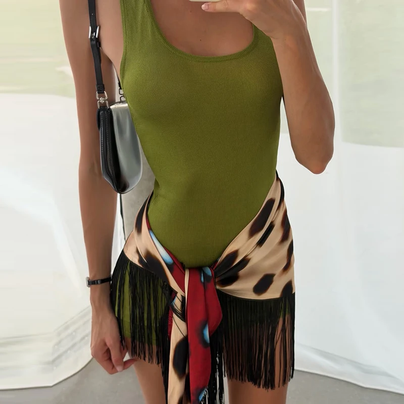 Fashion Leopard Fringed Patchwork Women's Skirts Irregular Double-Sided Lady Mini Skirts 2026 Summer Chic New Female Streetwear - Image 12