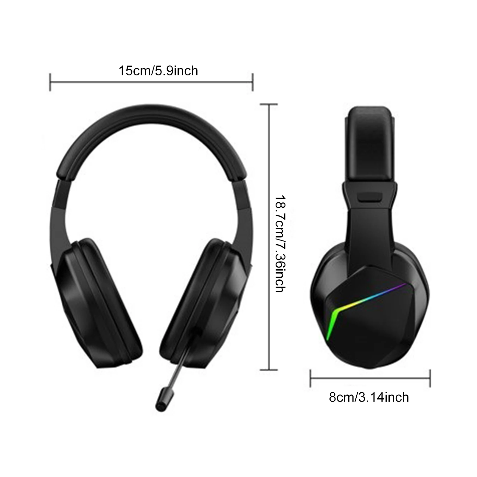 BT Wireless Gaming Headset - LED Light Low Latency Headphones with 40mm Drivers, Omnidirectional Mic, Adjustable Volume for Game - Image 5
