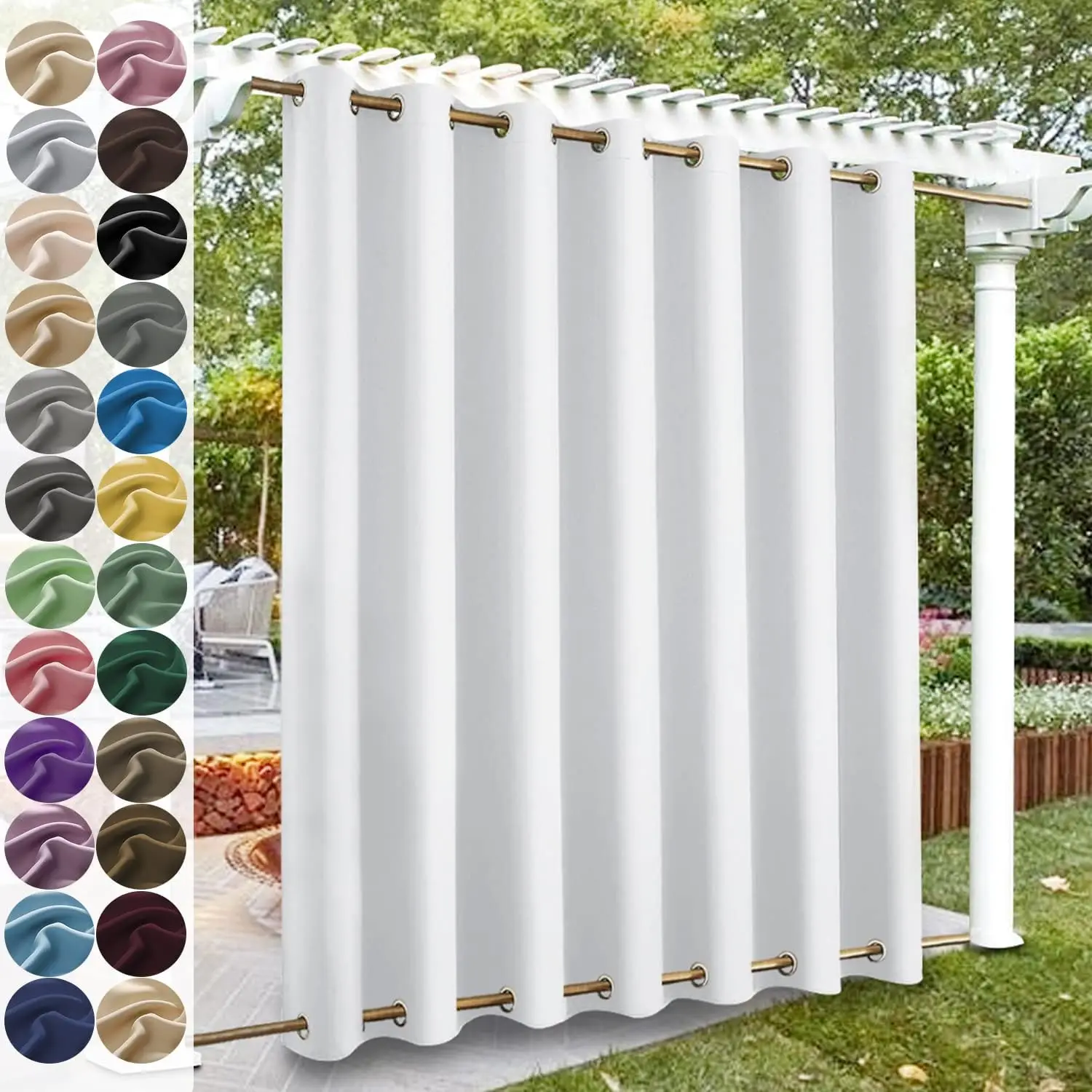 Custom Blackout Curtain Outdoor Waterproof Windproof Curtains Top Bottom Grommets Curtain for Balcony/Garden/Patio/Porch/Pool - Image 10