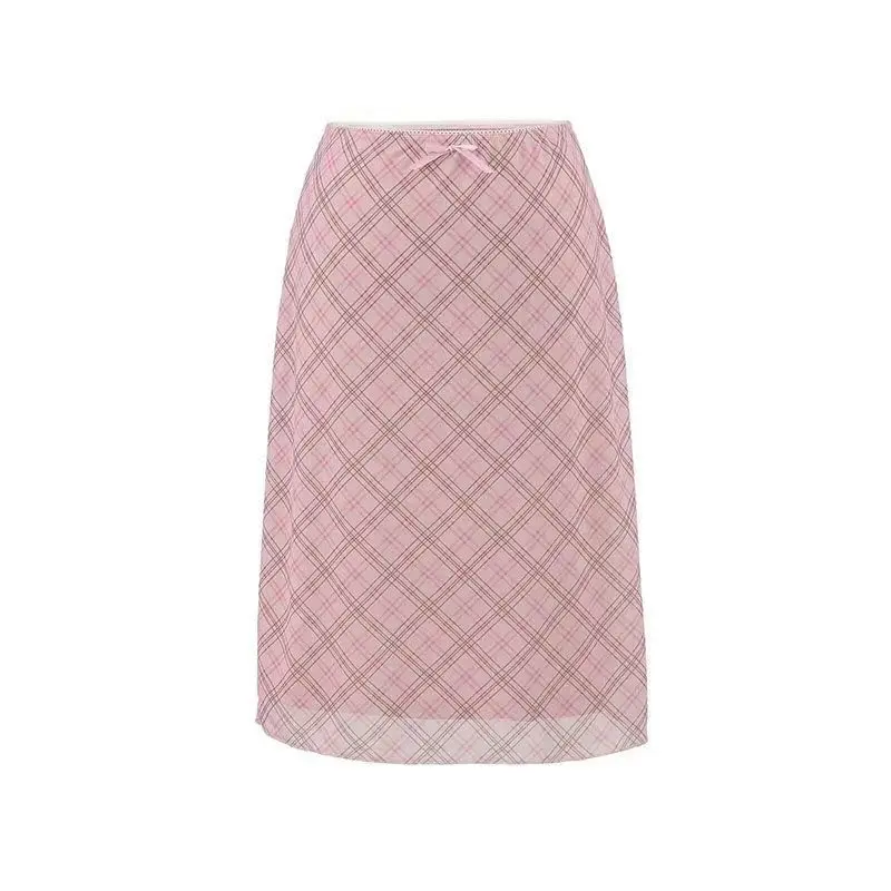 Spring Summer Women's Long Skirt High Waist A-line Skirt Ladies Korean Fashion Solid Pink Fishtail Skirts for Women - Image 6