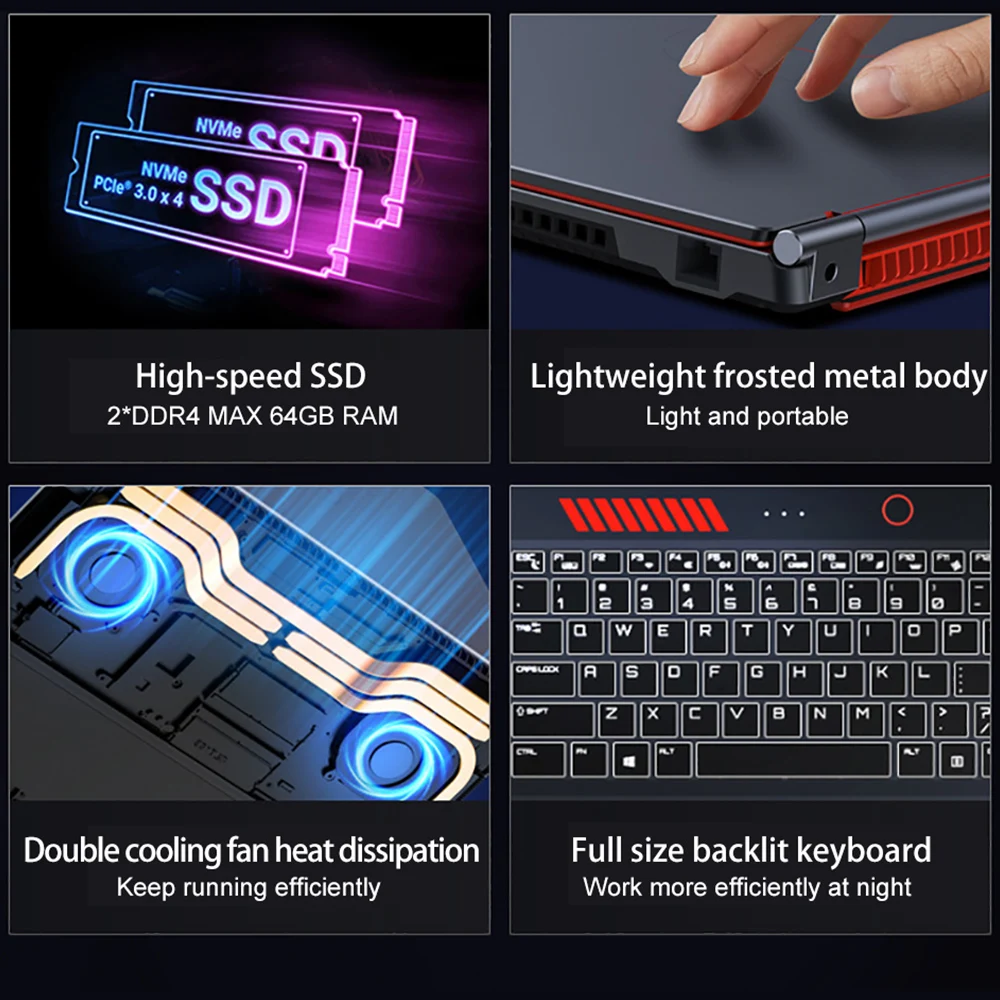 S6 laptop gamer Intel Core i9-13900HK RTX4050 6G 16.1 Inch 4800mah gaming laptop fingerprint DDR5 144 Hz lightweight laptops - Image 3