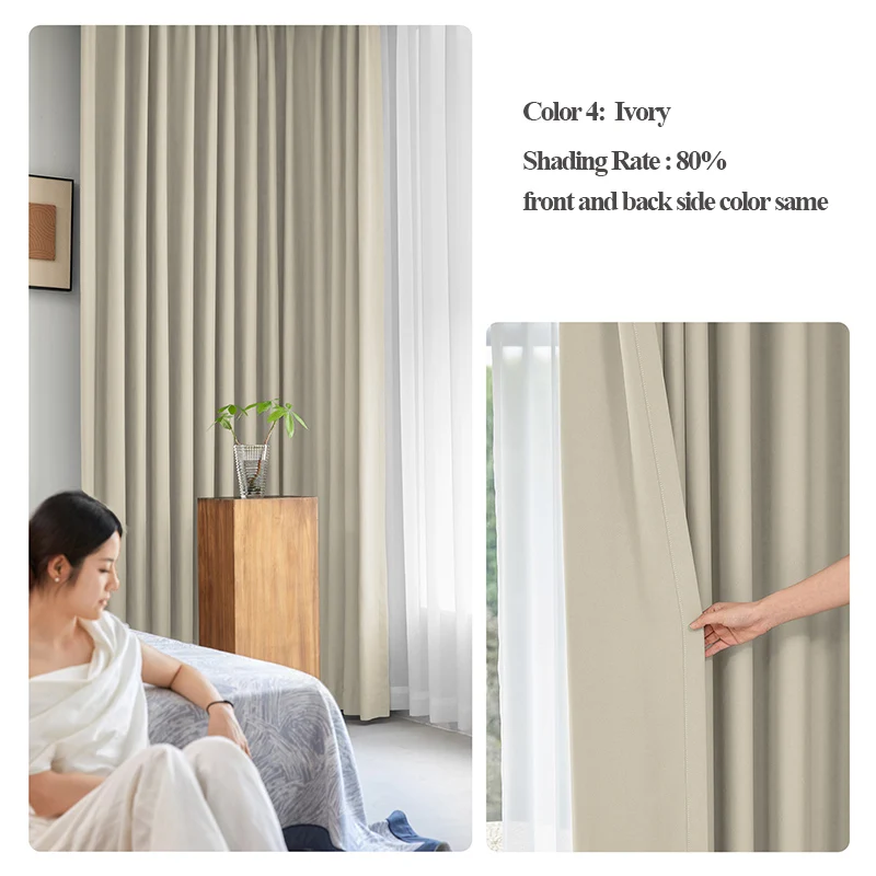 Custom size 300cm Height 80-95% shading Rate Blackout Curtain for Bedroom Window Living Room Drapes,Front and Back Color Same - Image 8