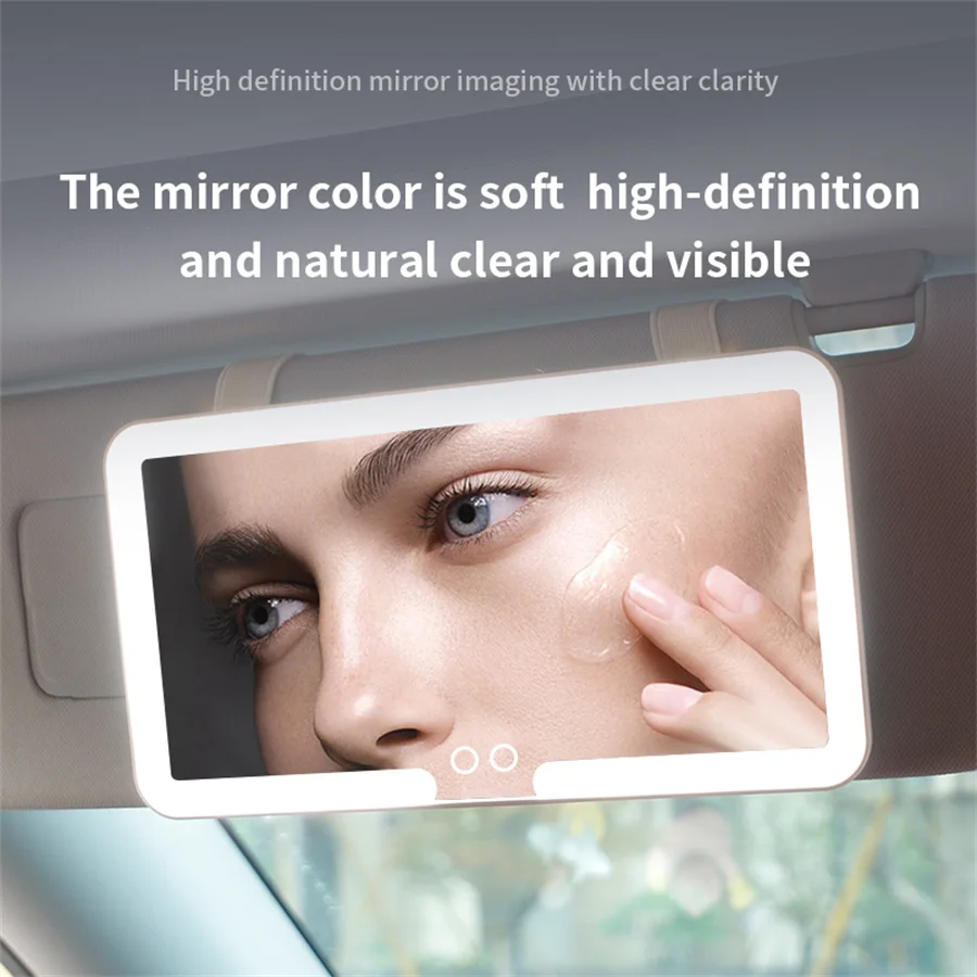 Car Interior Mirrors Sun Visor Plate LED HD Makeup Mirror for Girls Women Rechargeable Fill Light Universal Thin Vanity Mirror - Image 2