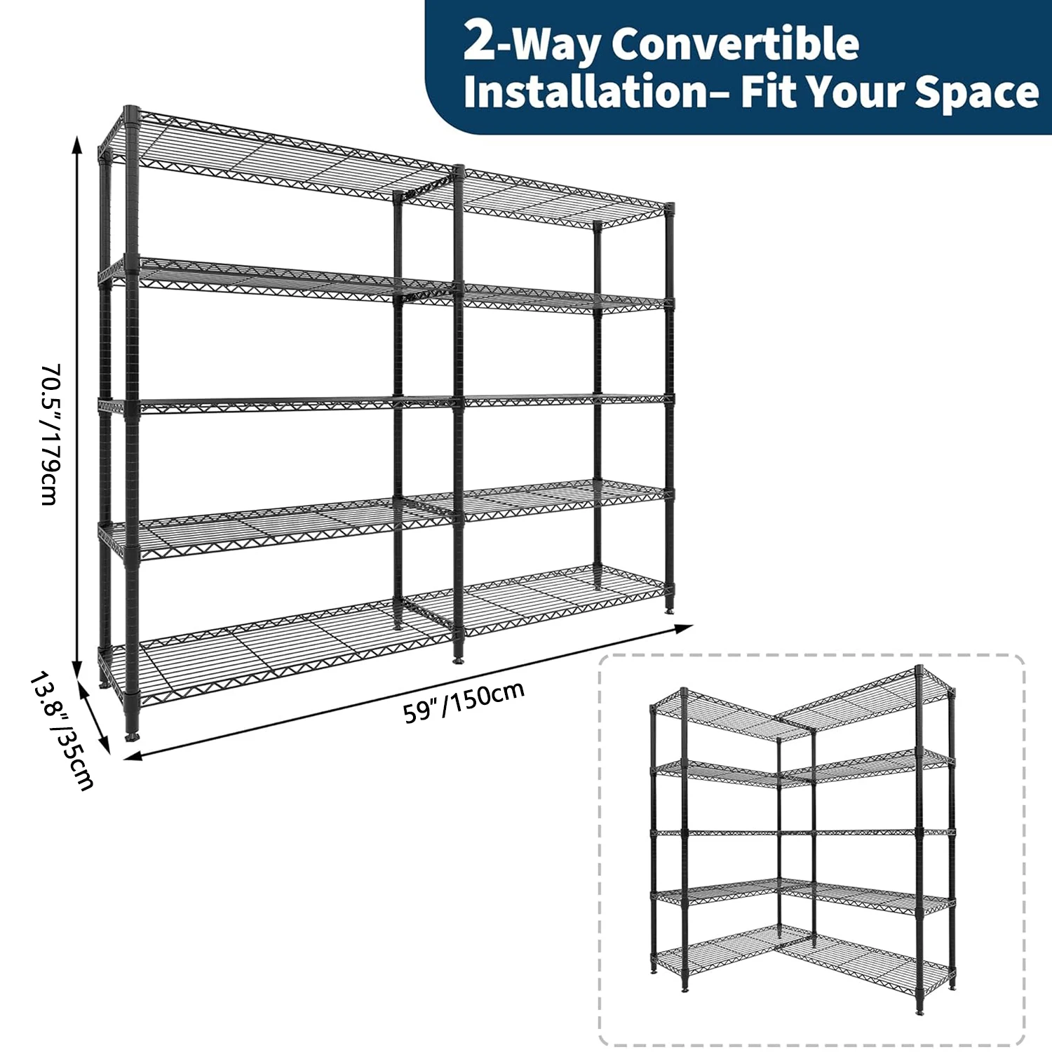 Heavy Duty Storage Shelves 4/5 Tiers Metal Shelving Unit Adjustable Organization Pantry Shelves for Kitchen Garage Commercial - Image 7