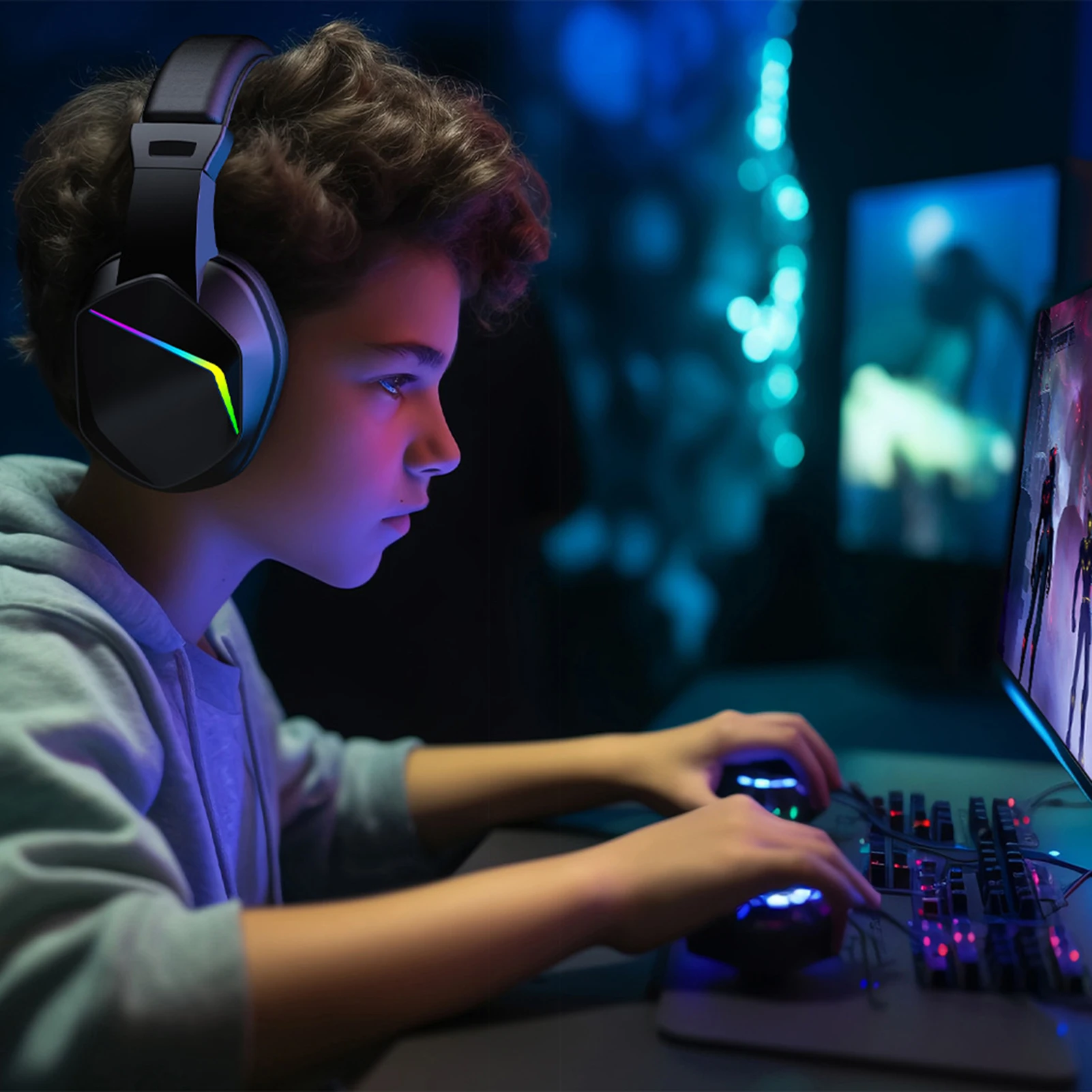 BT Wireless Gaming Headset - LED Light Low Latency Headphones with 40mm Drivers, Omnidirectional Mic, Adjustable Volume for Game - Image 13