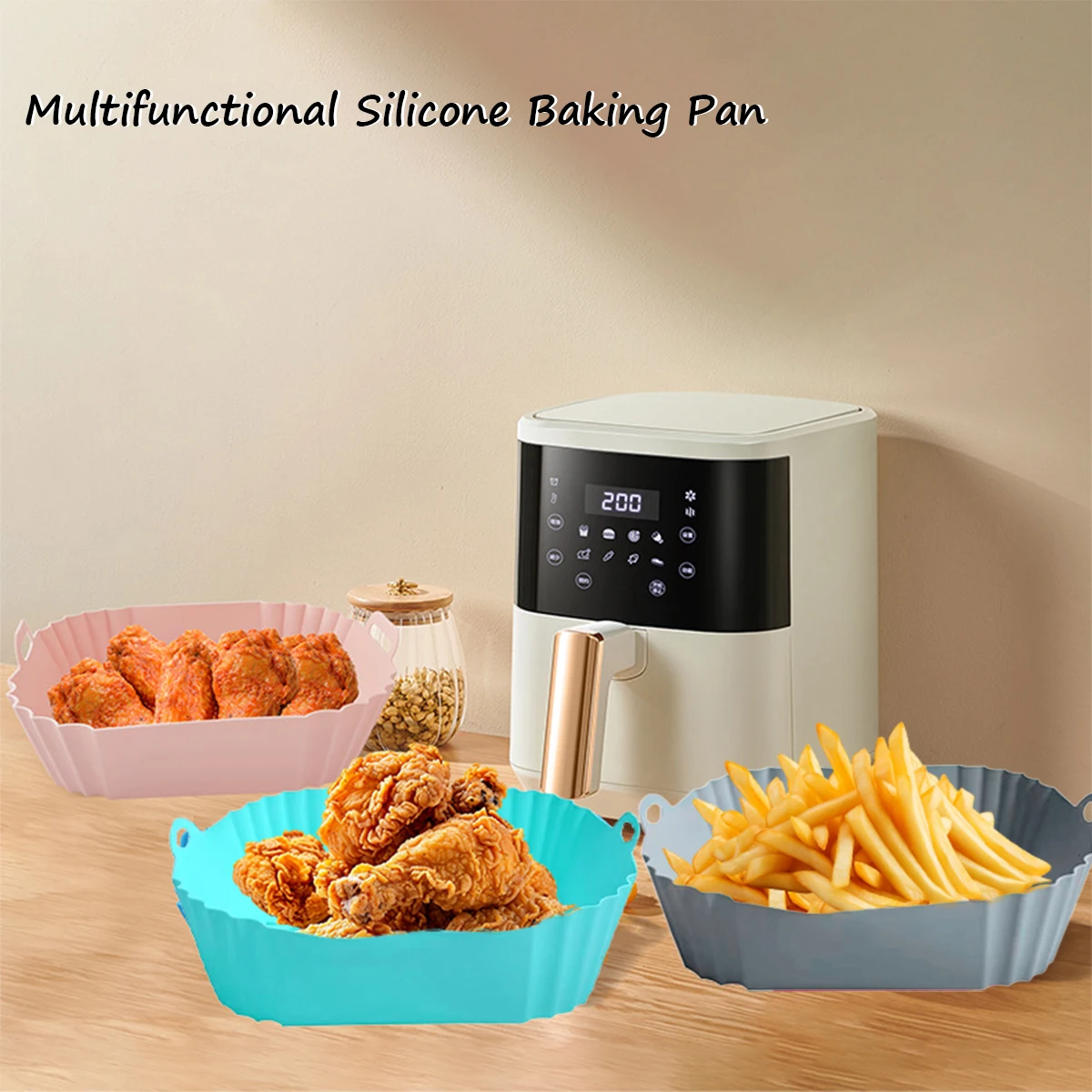 Silicone Air Fryer Liners Pot,Airfryer Basket Cooking Gadgets ,Reusable Baking Tray Non-stick Pizza Pan Oven Kitchen Accessories - Image 6