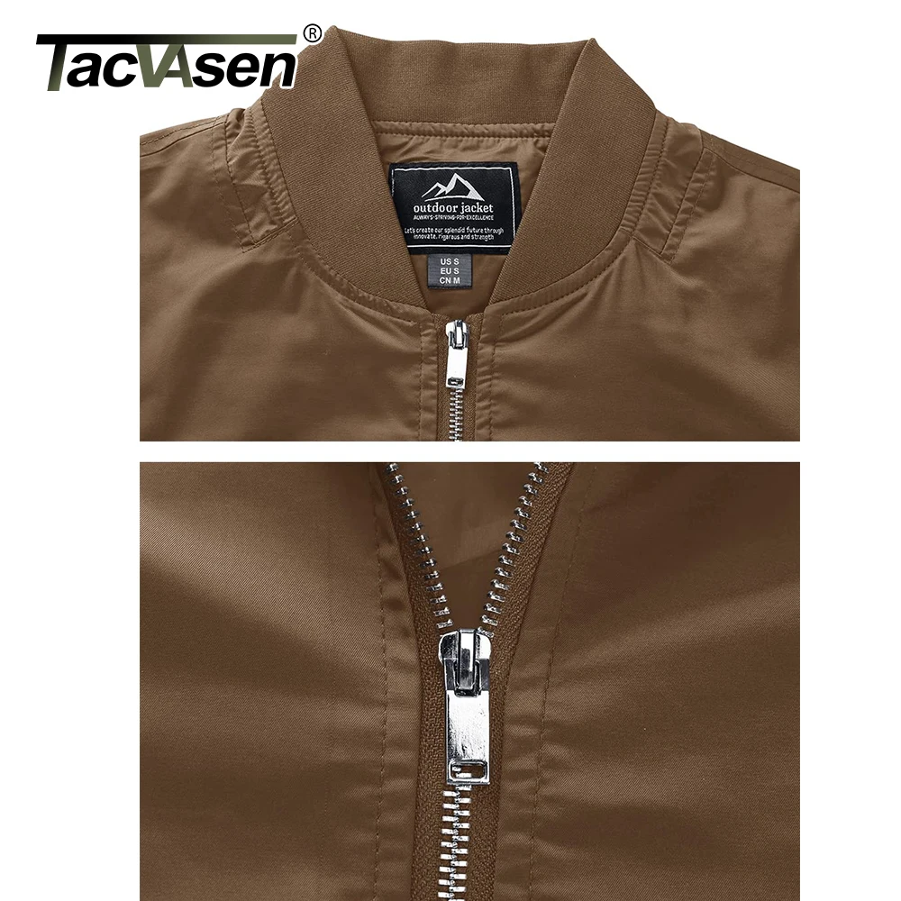 TACVASEN Spring Fall Thin Bomber Jackets Mens Jacket Lightweight Casual Windbreaker Zip Pockets Coats Biker Outwear Outdoor Male - Image 2