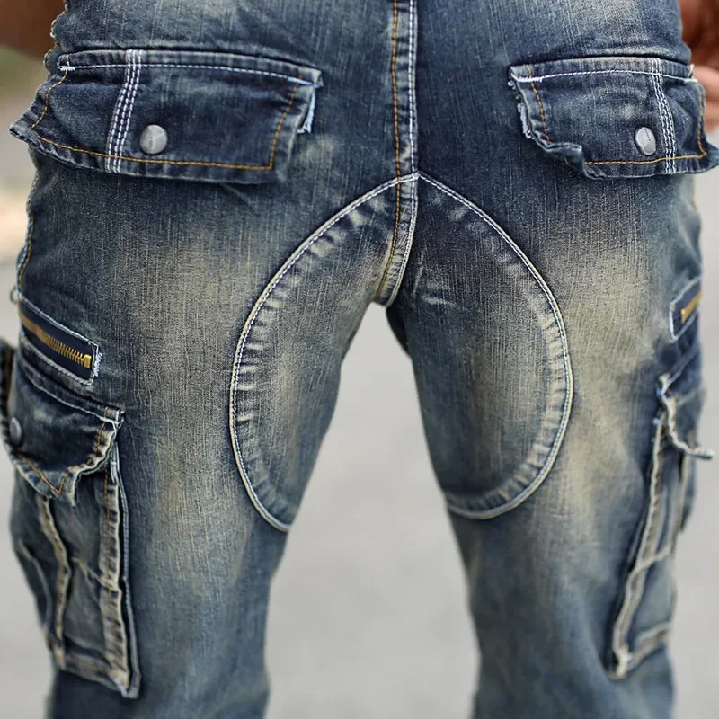 Men's Fashion Cargo Denim Shorts with Multi Pockets Slim Fit Military Jeans Shorts for Male Washed - Image 6