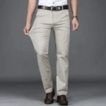 S746ed04c66ba4e79a16b6f81edbbd6202.webp Classic Style Summer Men's Thin Cotton Casual Pants Business Fashion Stretch Loose Straight Beige Trousers Male Brand Clothes