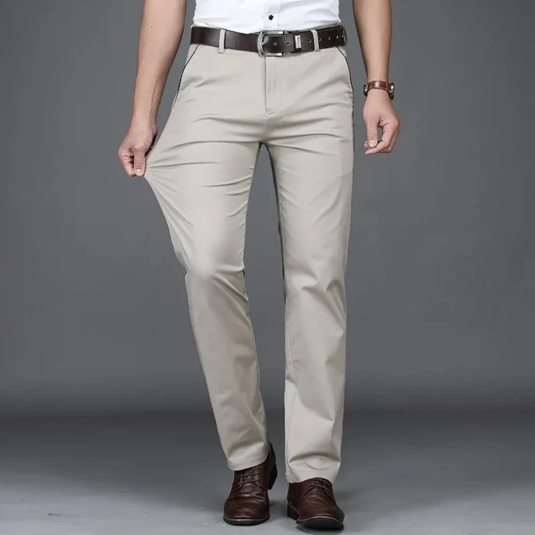 S746ed04c66ba4e79a16b6f81edbbd6202.webp Classic Style Summer Men's Thin Cotton Casual Pants Business Fashion Stretch Loose Straight Beige Trousers Male Brand Clothes