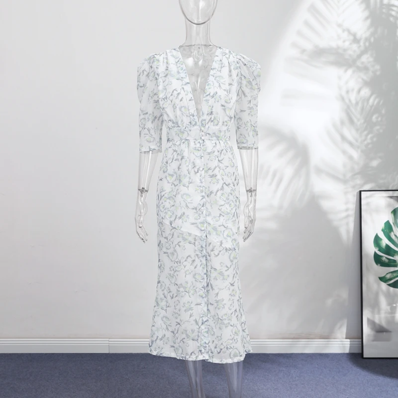 Casual Printed Mini Dress Women Full Sleeve Button V-neck Lady Short Dresses Waist Tape 2026 Spring Summer Female Robe Beach - Image 10