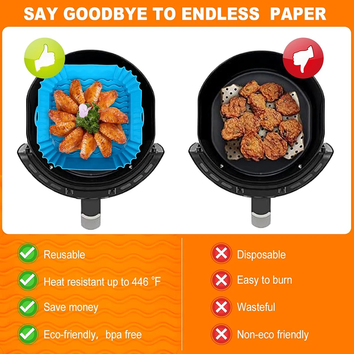 Silicone Air Fryer Liners Pot,Airfryer Basket Cooking Gadgets ,Reusable Baking Tray Non-stick Pizza Pan Oven Kitchen Accessories - Image 2