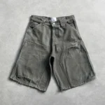 S773de42eacb6406ca89d1478847a28d67.webp Y2k Black Punk Wash Baggy Work Shorts Men Women Summer Hip Hop Ripped Hole Denim Shorts Raw Edge Casual Jorts Streetwear