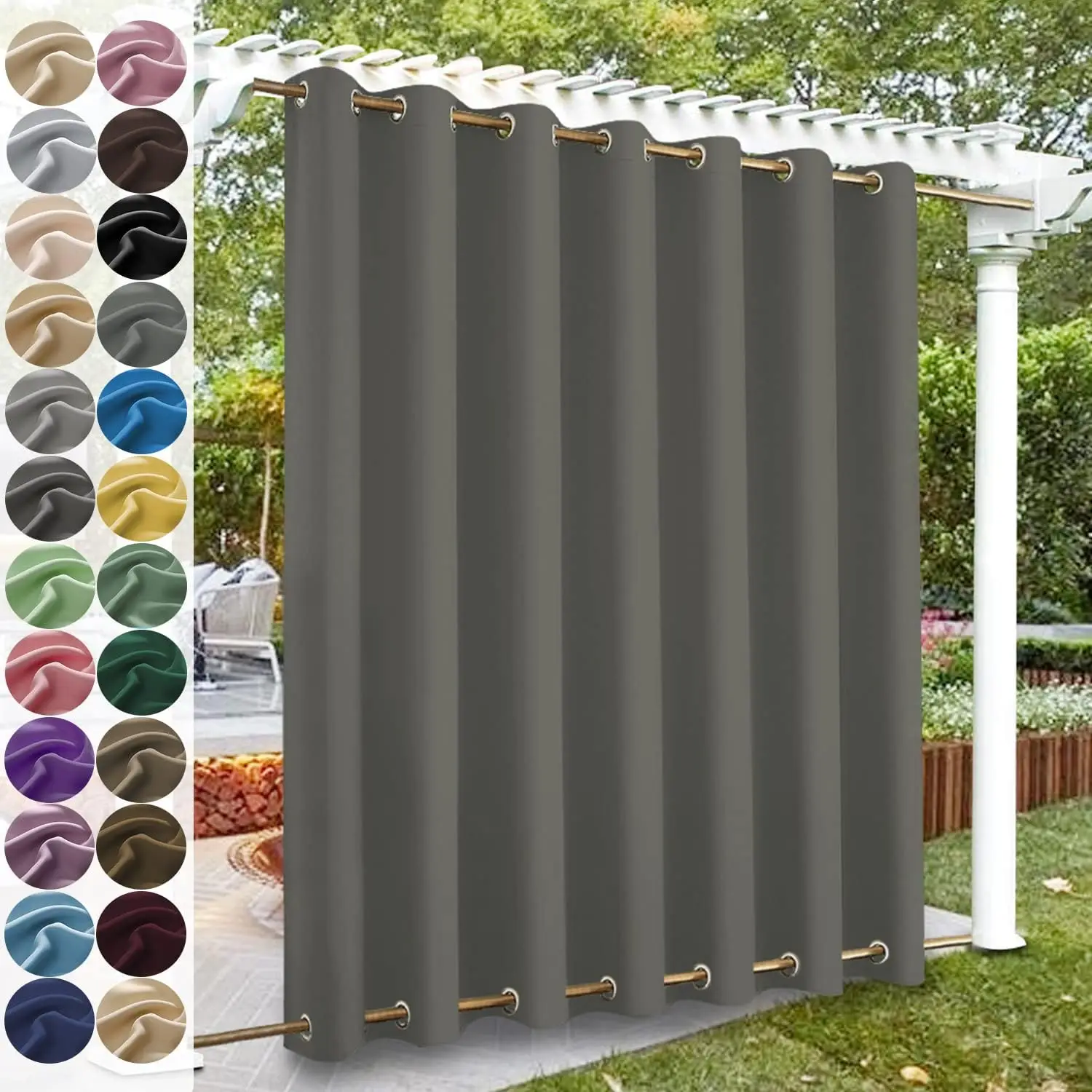 Custom Blackout Curtain Outdoor Waterproof Windproof Curtains Top Bottom Grommets Curtain for Balcony/Garden/Patio/Porch/Pool - Image 9