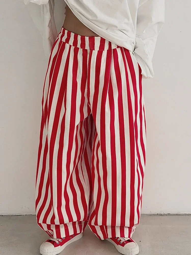 Casual Striped Balloon Pants Women Chic Elastic Waist Wide Leg Loose Fit Long Trousers 2026 Summer Lady Daily Street Wear New - Image 12