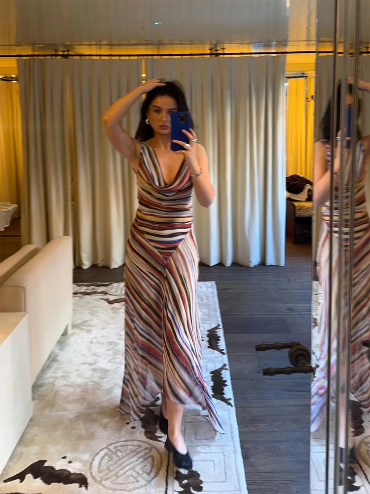 Retro Polka Dot Sling Maxi Dress Woman Sexy U-neck Sleeveless Waist-cinching Bodycon Dresses 2026 Summer Party Vacation Robes - Image 8
