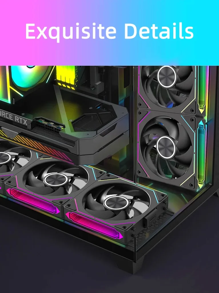 S82e7053133fc4385baa6459132b05f7eR.webp Coolcirc DL-2 120mm ARGB Cooling Fan Modular Wireless Stackable Splicing 800-2000RPM PWM Silent for Gaming PC Case Water Cooler