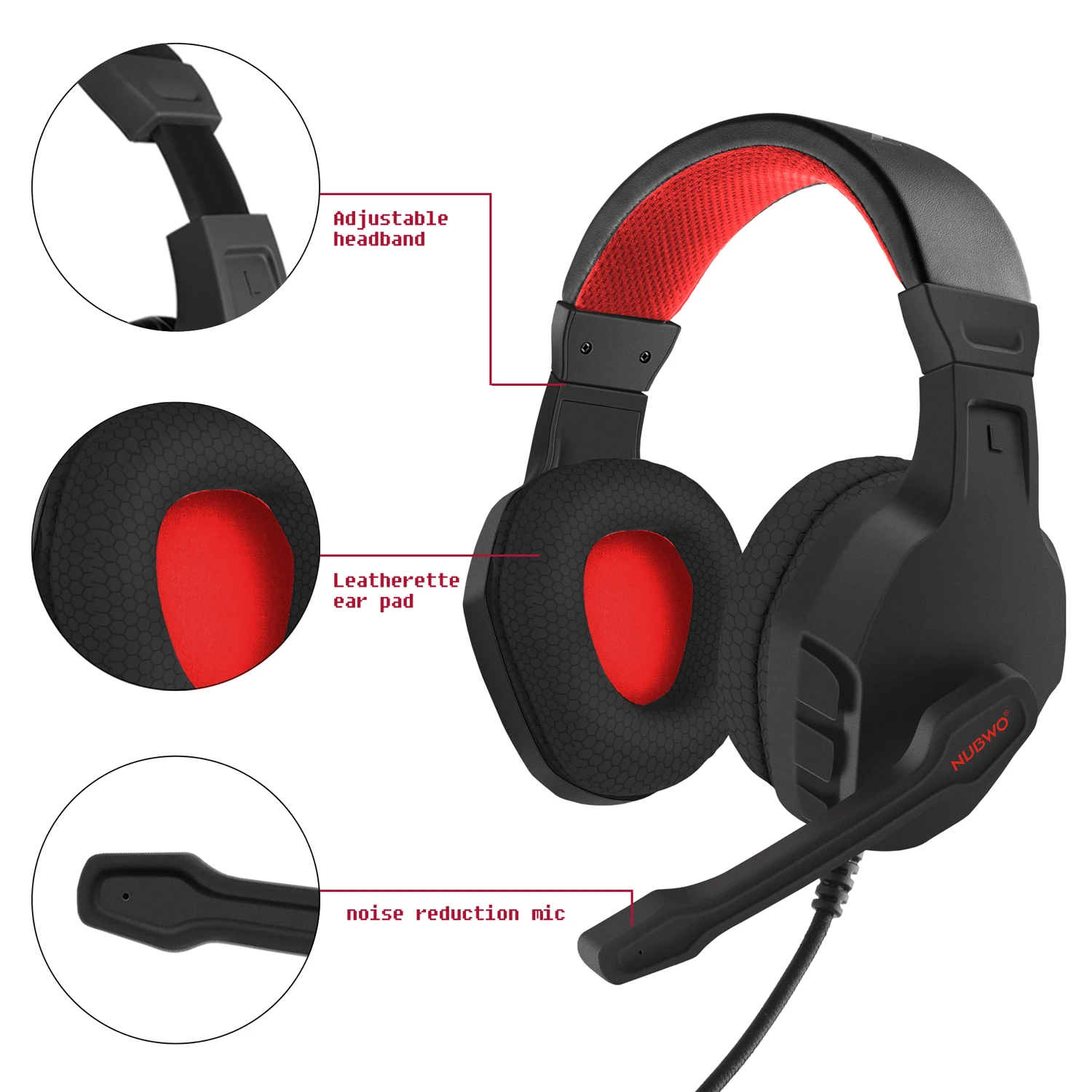 NUBWO U3 Xbox One PS4 Gaming Headset PC Mic Laptop Computer Stereo Headphones with Microphone for Playstation 4Xbox 1 Controller - Image 4