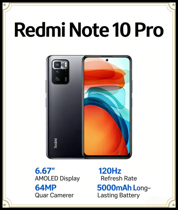 Xiaomi Redmi Note 10 Pro Smartphone 6.6" FHD+ 120Hz Display 64MP Triple Camera 67W Fast Charge 5000mAh Battery Global Version