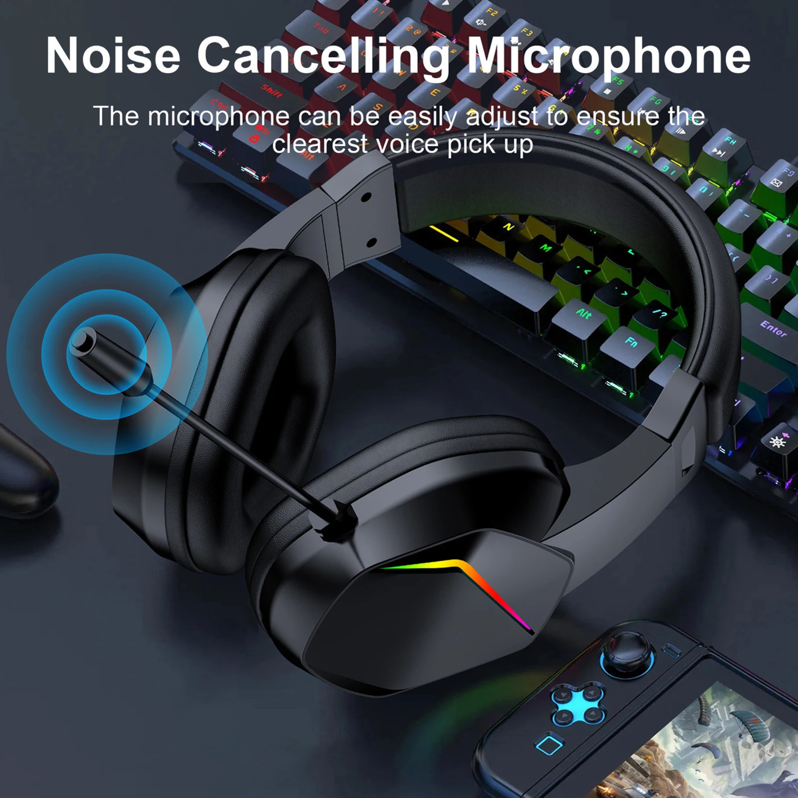 BT Wireless Gaming Headset - LED Light Low Latency Headphones with 40mm Drivers, Omnidirectional Mic, Adjustable Volume for Game - Image 6