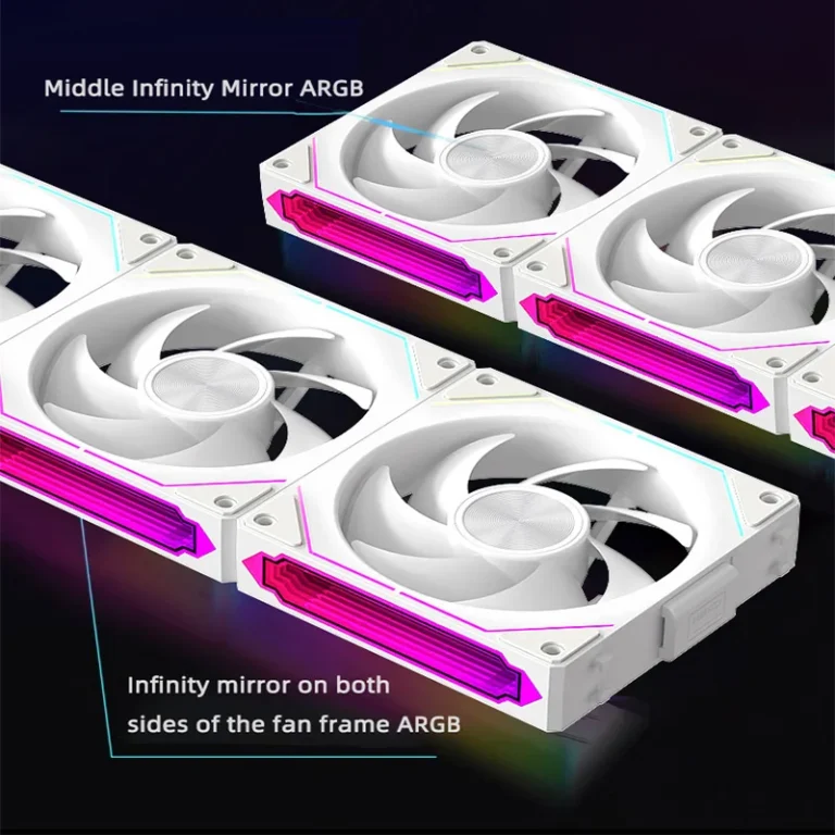 S89b7ed1550414aec931c41d2ab024855r.webp Coolcirc DL-2 120mm ARGB Cooling Fan Modular Wireless Stackable Splicing 800-2000RPM PWM Silent for Gaming PC Case Water Cooler