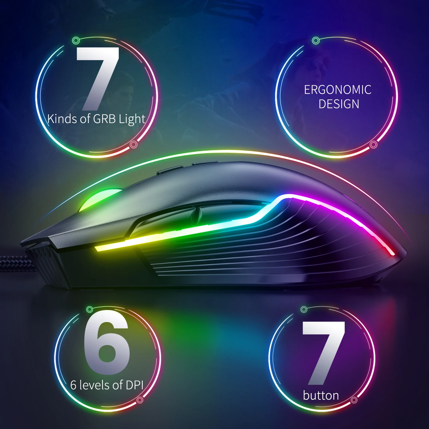 ONIKUMA Professional Gaming Headset Gaming Set RGB Lighting Mouse or Keyboard or Headset Stand or Wired Headset - Image 12
