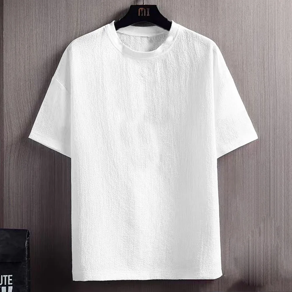 New Men's Casual T Shirt Ant Wrinkles T-Shirt Summer Half-Sleeved Loose Fashion T Shirt Base Shirt Solid Handsome Short-Sleeved - Image 8