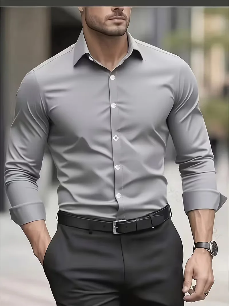 Summer New Men's Long-Sleeve Shirt Business Formal Wear Breathable Lightweight Long-Sleeved Top for Daily Work - Image 8