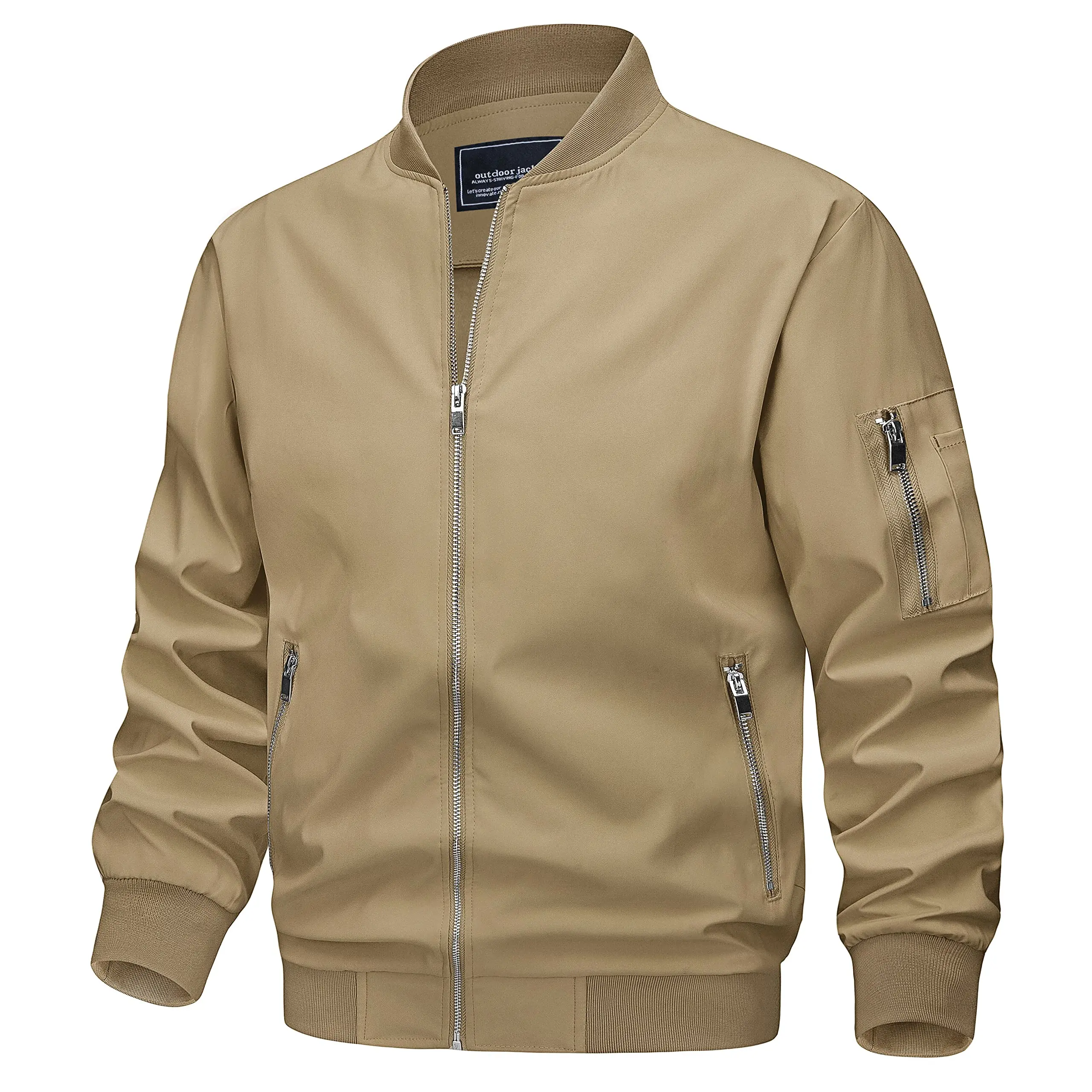 TACVASEN Spring Fall Thin Bomber Jackets Mens Jacket Lightweight Casual Windbreaker Zip Pockets Coats Biker Outwear Outdoor Male - Image 12