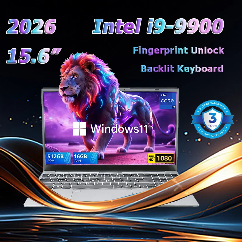 S96558c6ab1984c2d95db1fd43e3e27acb.webp 2026 Brand New Intel i9-9900 15.6 Inch Backlit Fingerprint Unlock Laptop Windows 11 Office Study NoteBook Gaming Computer PC