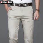 S9694cbcbcf444f94a6e33937ff0bd451l.webp Classic Style Summer Men's Thin Cotton Casual Pants Business Fashion Stretch Loose Straight Beige Trousers Male Brand Clothes
