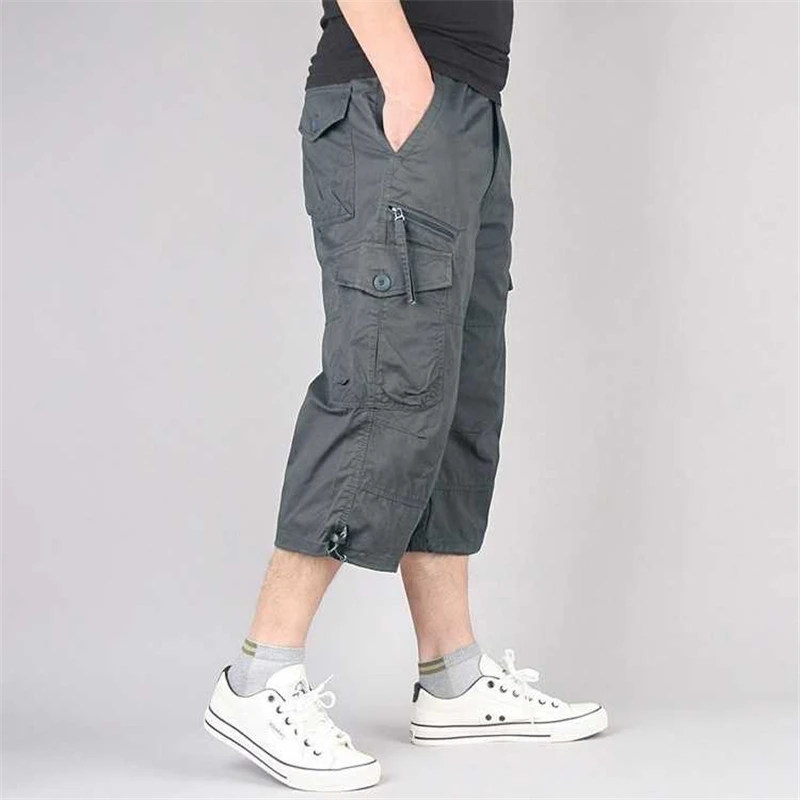 Long Length Cargo Shorts Men Summer Multi-Pocket Casual Cotton Elastic Capri Pants Men Military Tactical Short Hot Breeches 5XL - Image 3