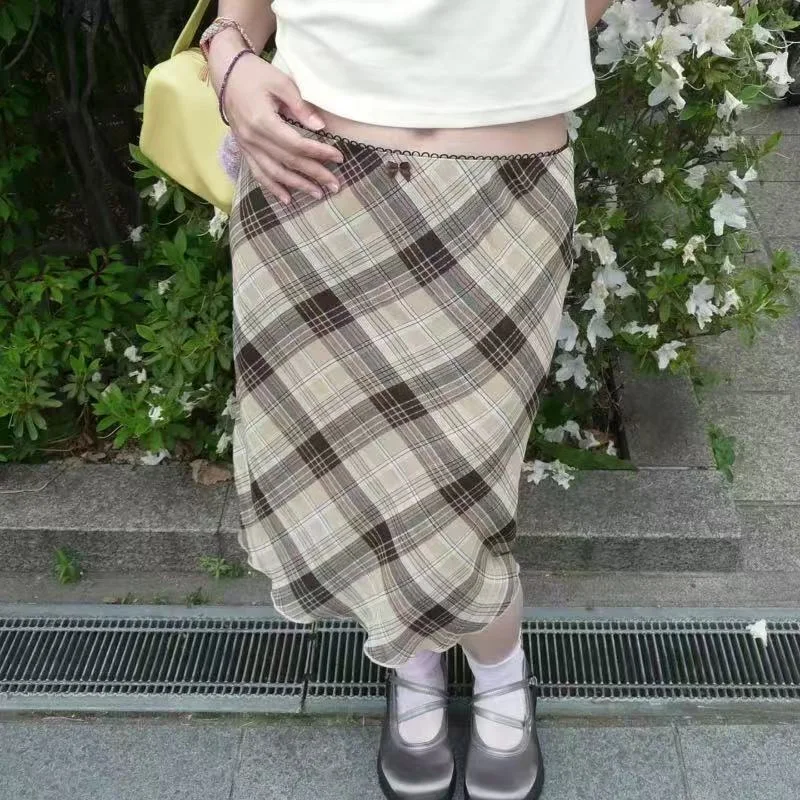 Spring Summer Women's Long Skirt High Waist A-line Skirt Ladies Korean Fashion Solid Pink Fishtail Skirts for Women - Image 2