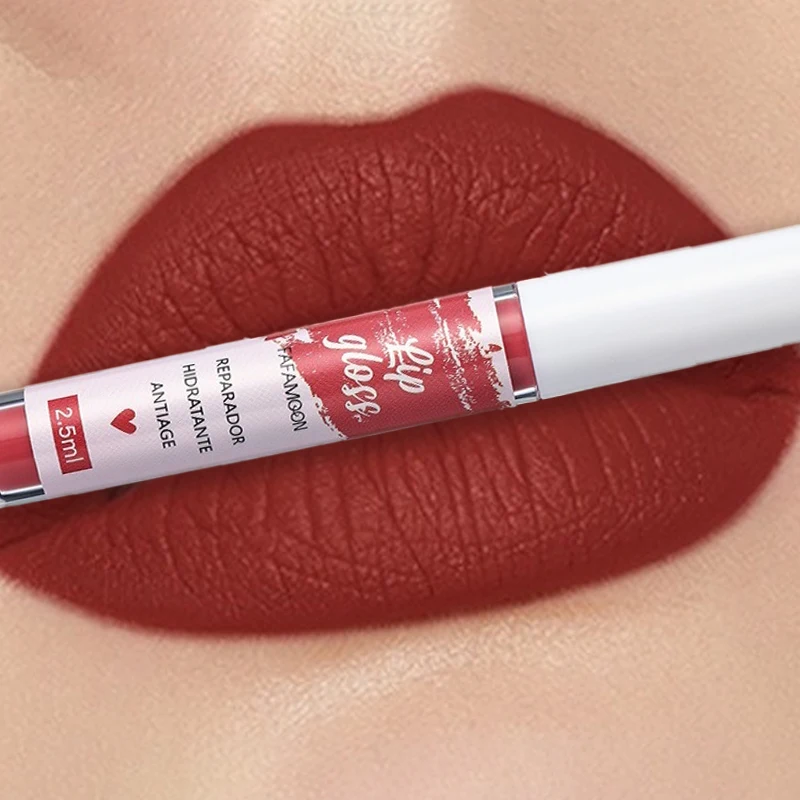 Matte Liquid Lipstick Rose Red Lip Glaze Makeup Moisturizing Waterproof Durable Lip Mud Non-stick Cup Lip Gloss Korean Makeup - Image 18