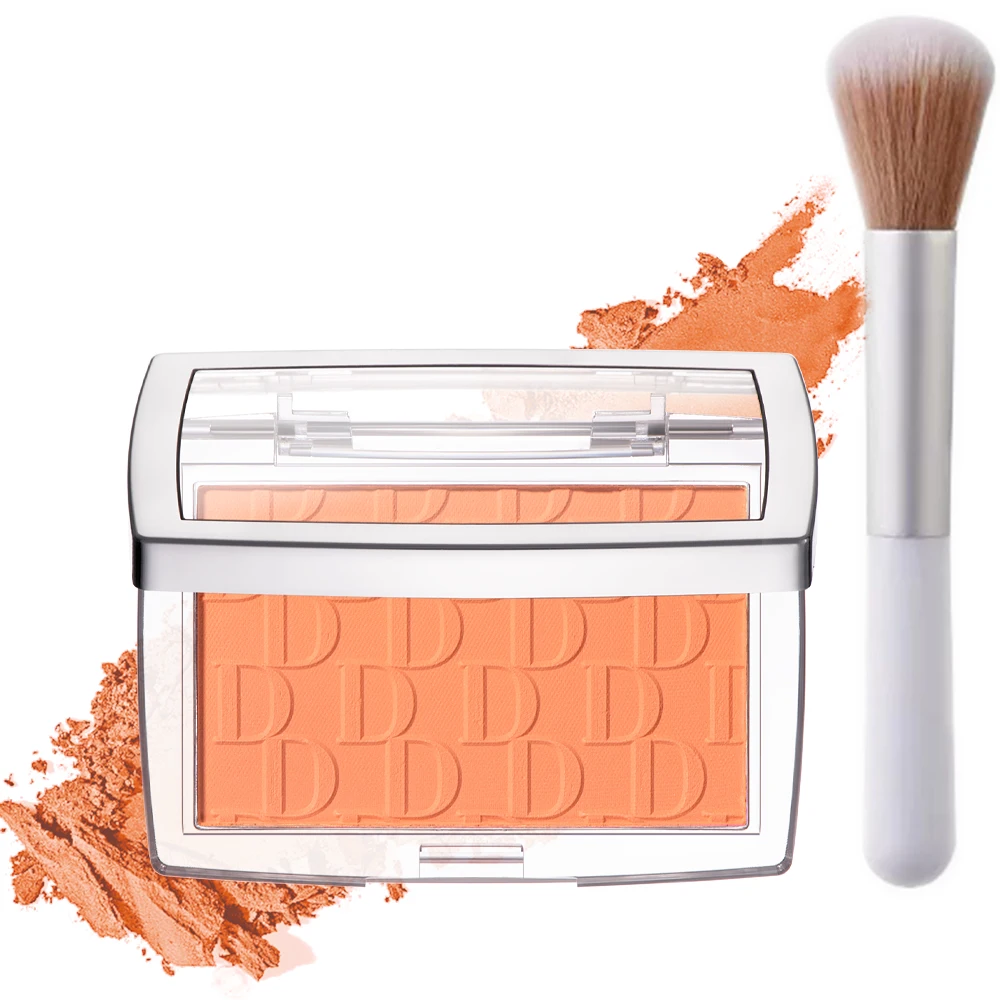 Matte Embossed Blush Palette High Pigmented Pink Coral Cheek Blush Powder With Professional Makeup Brush - Image 8