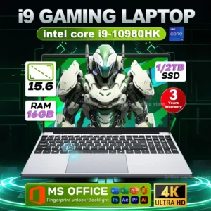15.6" Laptop Intel Core i9 10980HK Windows 11 Gamer PC 16GB RAM 512GB 1TB 2TB SSD laptop Fingerprint Unlock Backlight Computer