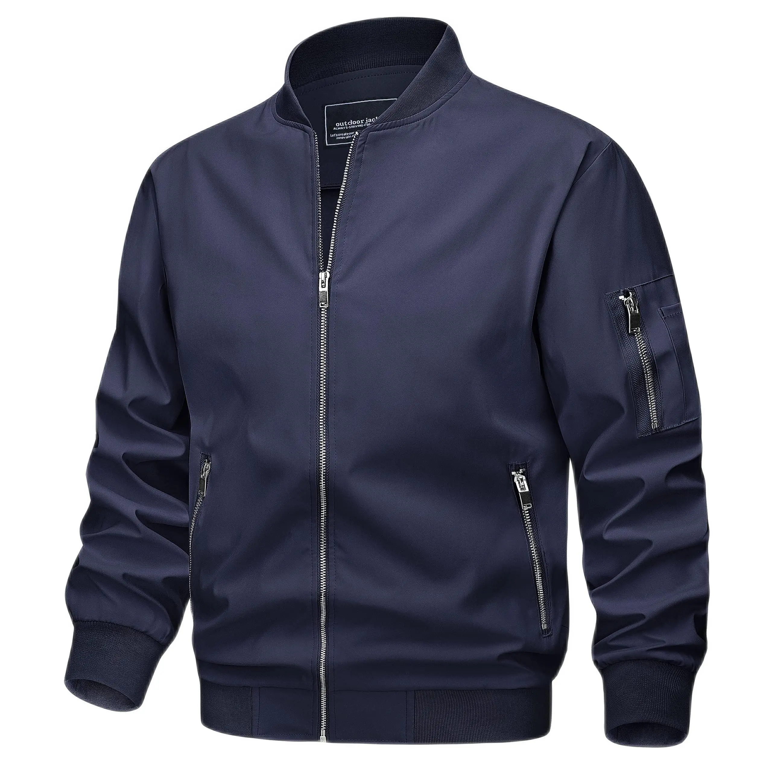 TACVASEN Spring Fall Thin Bomber Jackets Mens Jacket Lightweight Casual Windbreaker Zip Pockets Coats Biker Outwear Outdoor Male - Image 22