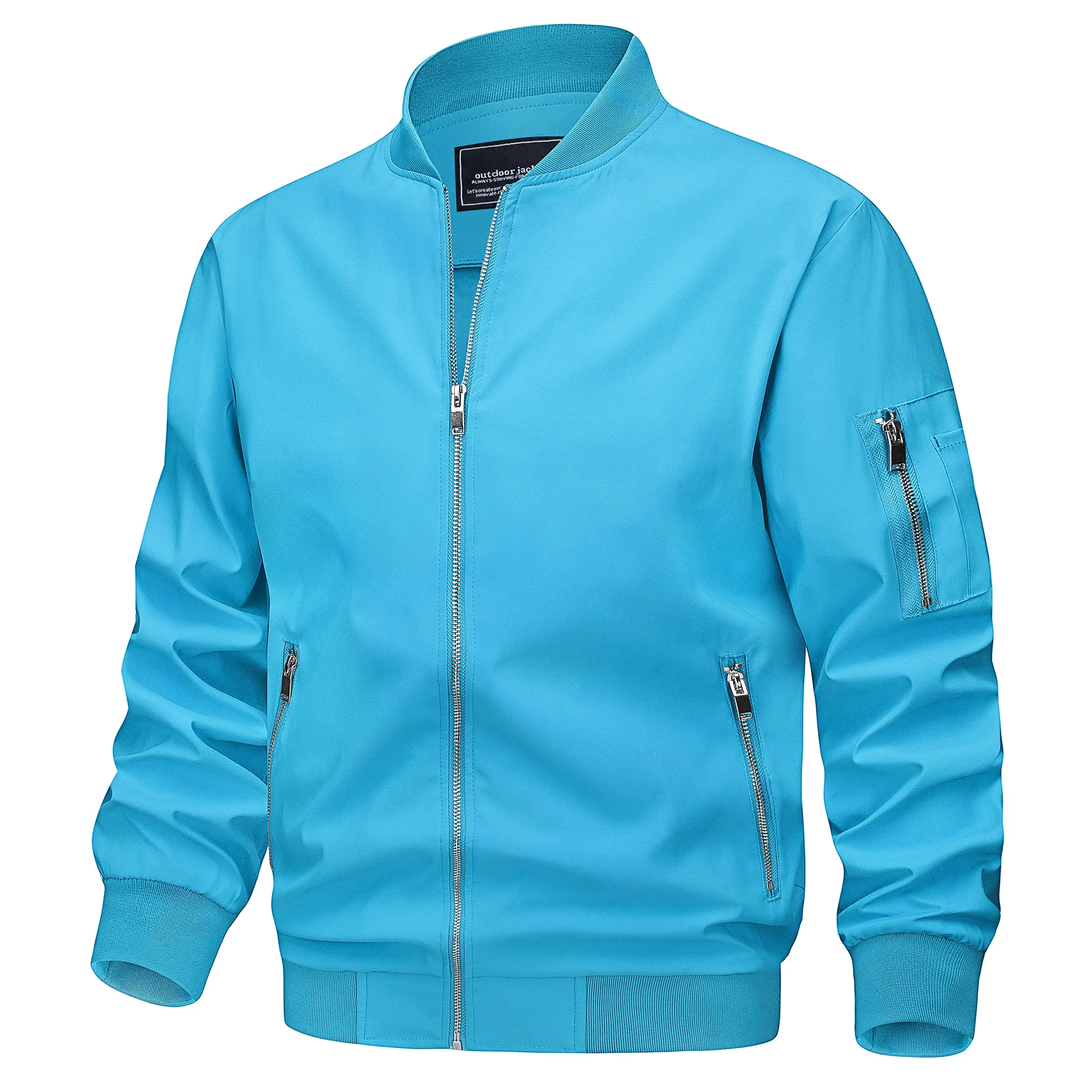 TACVASEN Spring Fall Thin Bomber Jackets Mens Jacket Lightweight Casual Windbreaker Zip Pockets Coats Biker Outwear Outdoor Male - Image 16