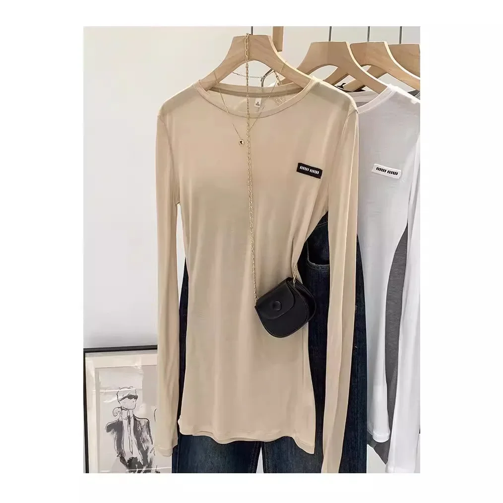Sa77a7198084e438abba03393cd91ec64r.webp Laceleather Women's Long Sleeve T-Shirt Light Thin Sun Protection Base Layer Shirt Early Autumn New Style Label Attached
