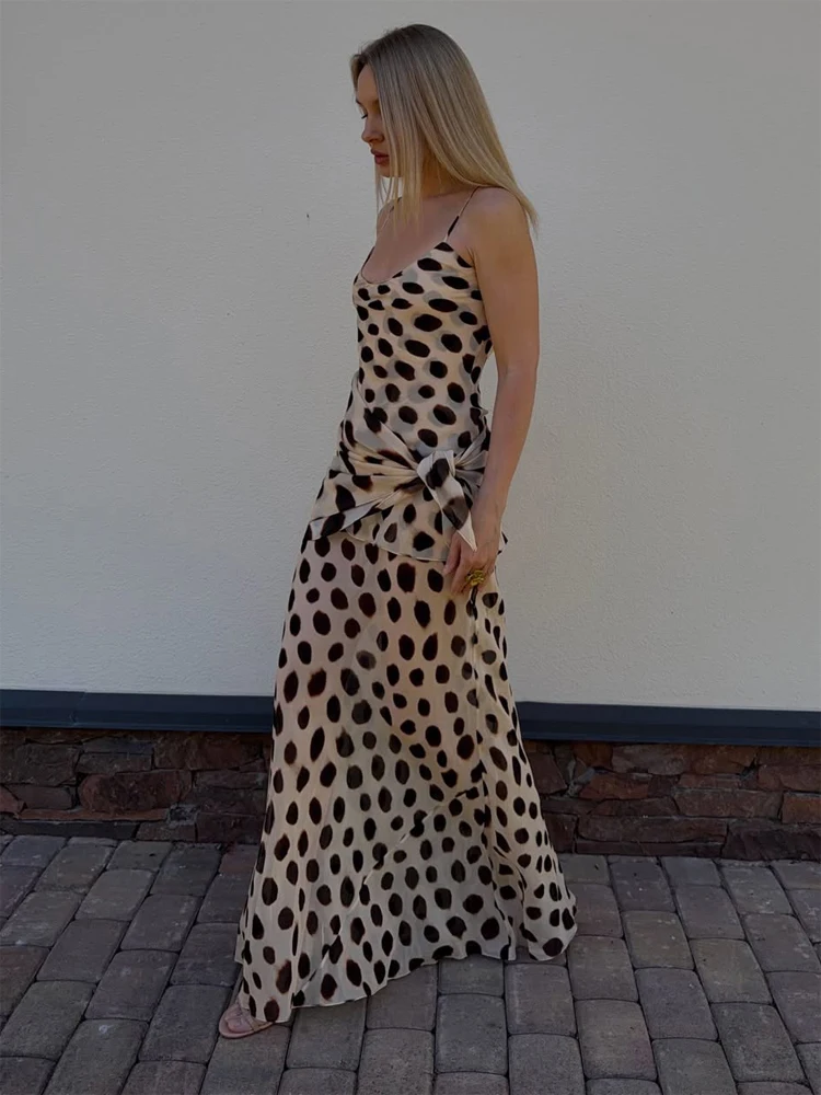 Retro Polka Dot Sling Maxi Dress Woman Sexy U-neck Sleeveless Waist-cinching Bodycon Dresses 2026 Summer Party Vacation Robes - Image 5