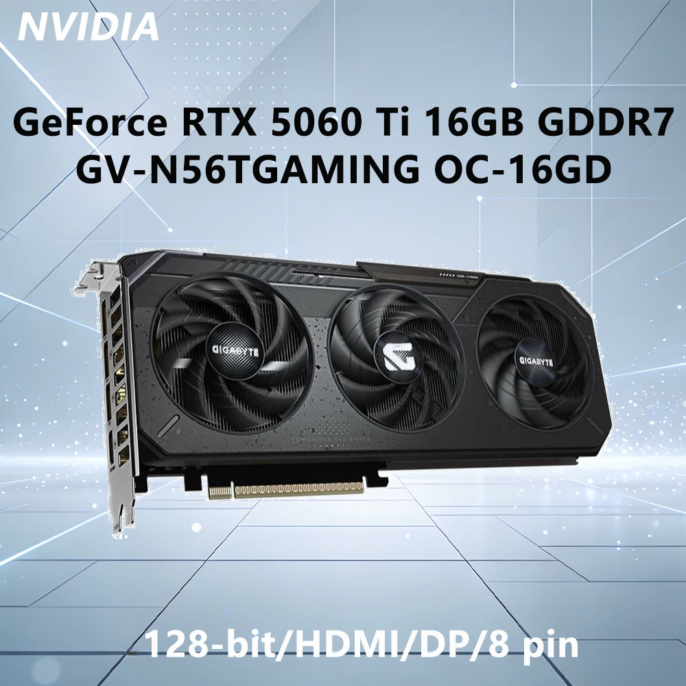Saad5439ca26b4b67bed45cb58c89ee0cy.webp GIGABYTE RTX 5060 Ti 16GB GPU GV N56TGAMING OC 16GD game graphics card For PCI-E 5.0 GDDR7 128bit 8pin HDMI DP RGB Desktop PC