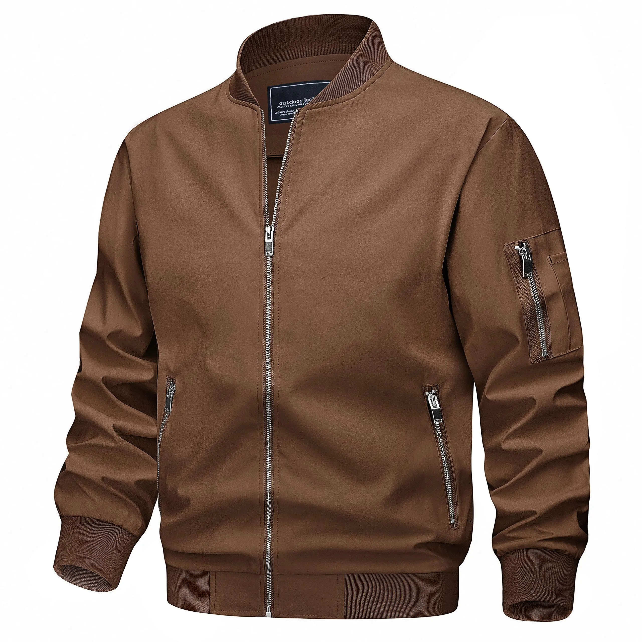 TACVASEN Spring Fall Thin Bomber Jackets Mens Jacket Lightweight Casual Windbreaker Zip Pockets Coats Biker Outwear Outdoor Male - Image 9
